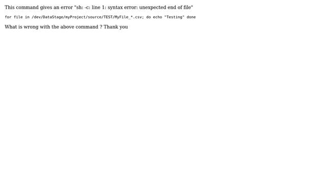 Unix & Linux: sh: -c: line 1: syntax error: unexpected end of file смотреть онлайн
