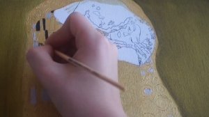 Как нарисовать картину "Поцелуй" Густав Климт. Акрил. Масло. Часть 1/3