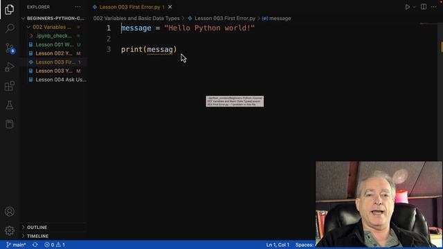 Your First Python ? Error ? Message - Critical Skill To Learn смотреть онлайн