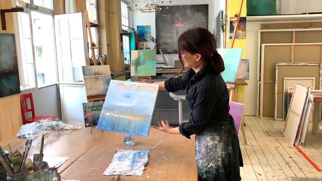 Abstrakte Malerei, einfach für Anfänger, Gold, nur zwei Farben Acryl, Meer смотреть онлайн