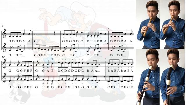 [Recorder Music Sheet/Letters] "PINOCCHIO" for Soprano Duet Walt Disney смотреть онлайн