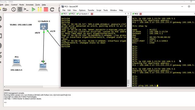How to Configure Port Security on Cisco Switch in GNS3 | SYSNETTECH Solutions смотреть онлайн