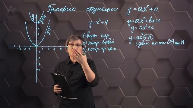 Квадратичная функция и ее график. Графики функций y = ax^2 + n. Практическая часть. 8 класс. смотреть онлайн