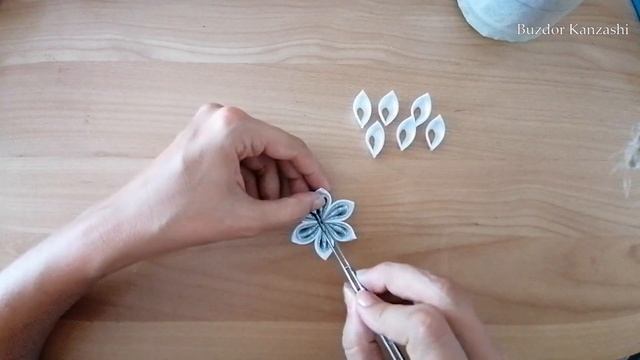 Kanzashi Hópehely 03 / Kanzashi Snowflake 03/ Satin Ribbon Christmas Snowflake/