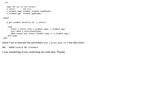 Databases: Facing error 'invalid SQL statement' while working with cursor variables in PL/SQL смотреть онлайн
