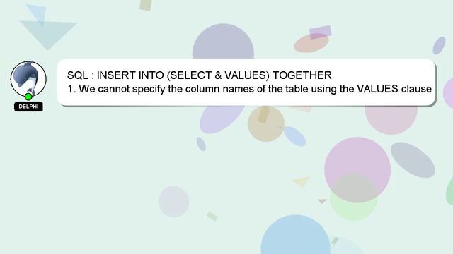 SQL : INSERT INTO (SELECT & VALUES) TOGETHER смотреть онлайн