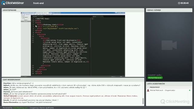 Kurs HTML, Nagranie Webinaru Podstawy HTML/CSS смотреть онлайн