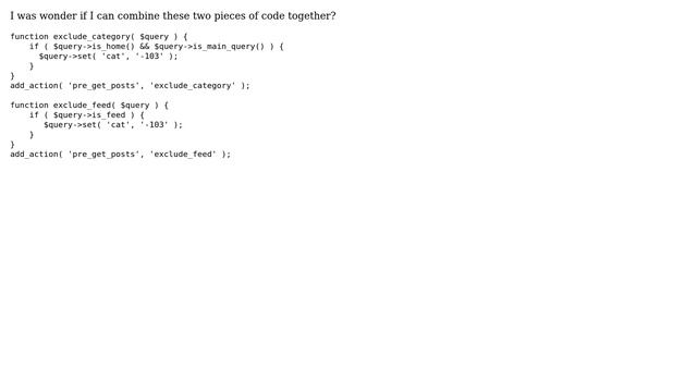 Wordpress: Combine "Exclude" Query in functions.php смотреть онлайн