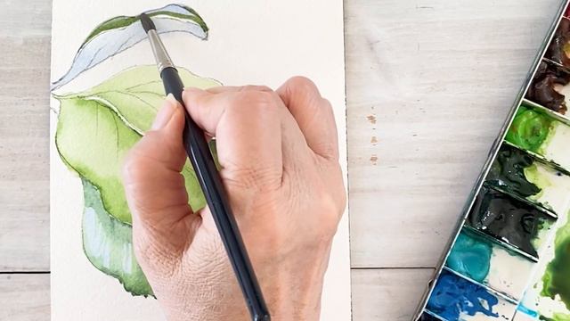 Tropical leaves in watercolor turtorial step by step смотреть онлайн