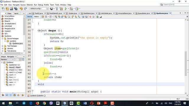 Queue Code in data structure with Java with Object array ,insert, delete, Display , peek and count смотреть онлайн