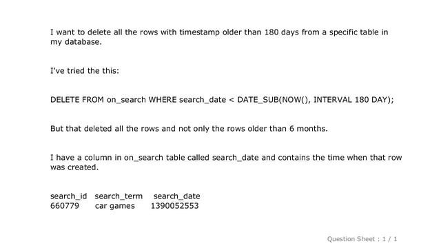 MySQL : Delete all rows with timestamp older than x days смотреть онлайн