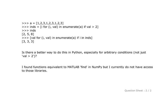 PYTHON : MATLAB-style find() function in Python смотреть онлайн