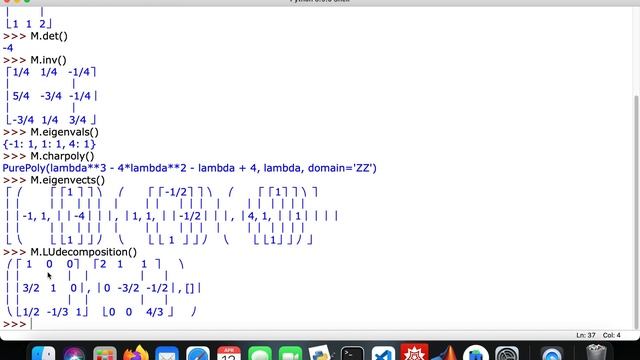 Linear Algebra using SymPy library in Python part 2 смотреть онлайн