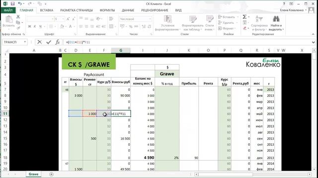 Страховая Компания GRAWE - расчетная таблица (калькулятор в Excel) смотреть онлайн