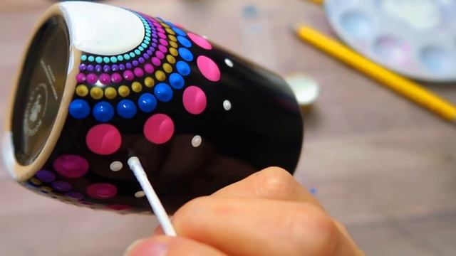 EASY Dot Mandala MUG Painting Using ONLY Qtip Toothpick Pencil | How To Lydia May смотреть онлайн