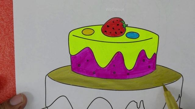 How to Colour Cake - Colouring Lesson to Sketch a Beautiful Colourful Cake смотреть онлайн