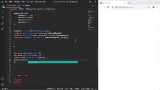 THREE JS and WebGL tutorial - GPU particle system animation смотреть онлайн