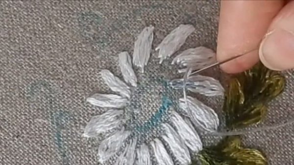 Needle painting flowers: How to embroider daisy flowers