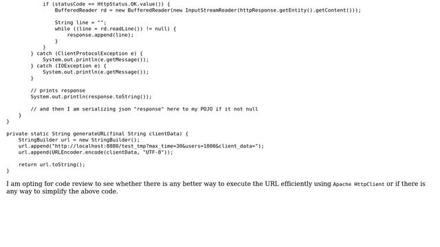 Code Review: Executing URL using Apache HttpClient смотреть онлайн