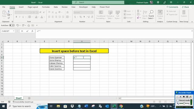Insert space before text in Excel смотреть онлайн