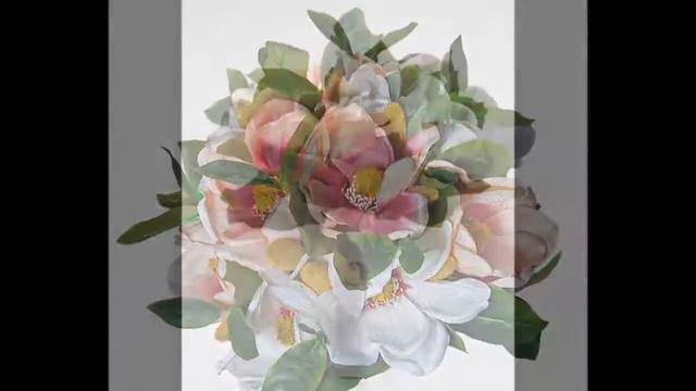 Pink & Ivory Silk Magnolia Bridal Wedding Bouquet смотреть онлайн