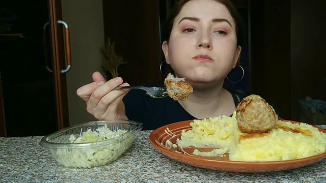Пюре с тефтелями|Mashed Potatoes With Meatballs |Mukbang | 먹방