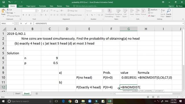 TU EXAM 2019 Q.NO.1 for BBA 3RD SEMESTER |BINOMIAL DISTRIBUTION PROBLEM USING EXCEL|VERY IMPORTANT смотреть онлайн