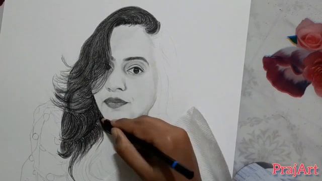 Drawing a beautiful portrait | Pencil drawing | Charcoal Pencil sketch from photo смотреть онлайн