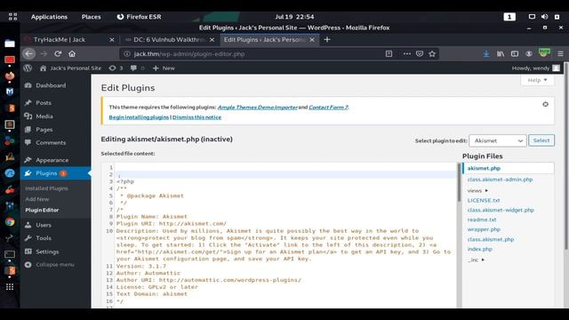 TRYHACKME JACK -- Hack WordPress Server , Gain Shell,escalate Privs  To Root Using A Python Module.