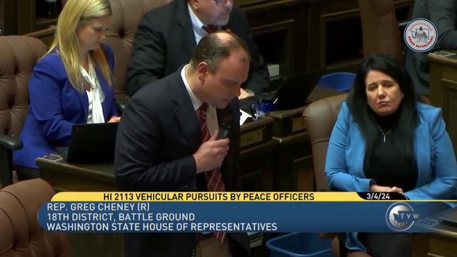 Rep. Greg Cheney supports I-2113 during House floor debate, restoring vehicular police pursuits смотреть онлайн