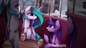 ?Между нами любовь?My little pony. Селестия и сумерачгая искорка(искорка).