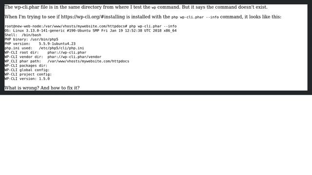 Wordpress: Why doesn't 'wp' command work in my WP-CLI installation? смотреть онлайн