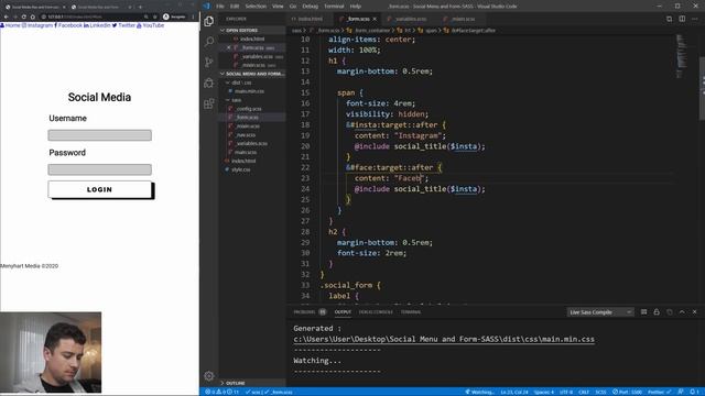 Social Media Animated Navigation Menu Bar and Form using SASS смотреть онлайн