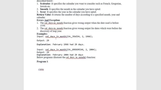 PHP | call days in month function смотреть онлайн