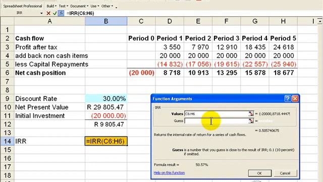Internal Rate of Return (IRR) in Excel 2003 смотреть онлайн