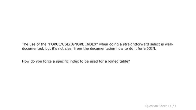 MySQL : What is the syntax to force the use of an index for a join in MySQL смотреть онлайн