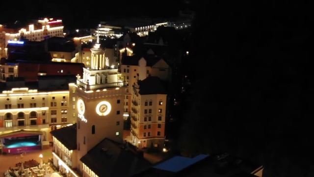 РОЗА ХУТОР - АЭРОСЪЁМКА. Ночная видео съёмка с дрона. смотреть онлайн