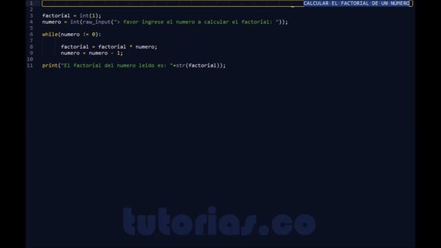 ciclo while -- python (factorial de un numero) смотреть онлайн