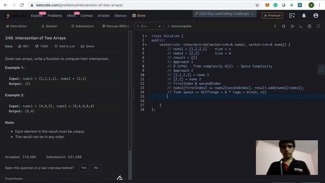 LeetCode Intersection of Two arrays Solution Explained - C++ смотреть онлайн