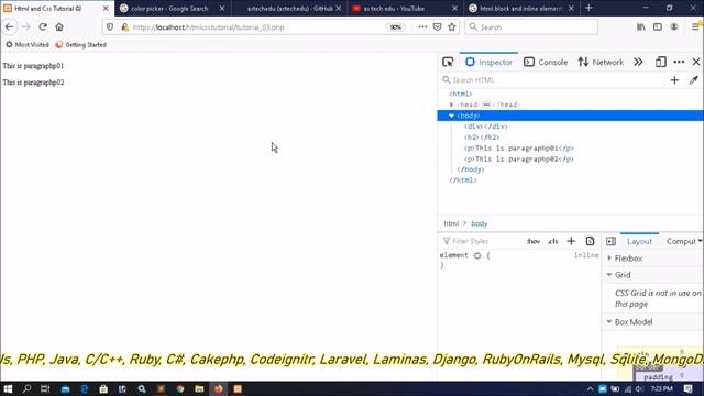 HTML & CSS Tutorial Part-03 | What are block & Inline level Elements? | Start and End Tags in Hindi смотреть онлайн