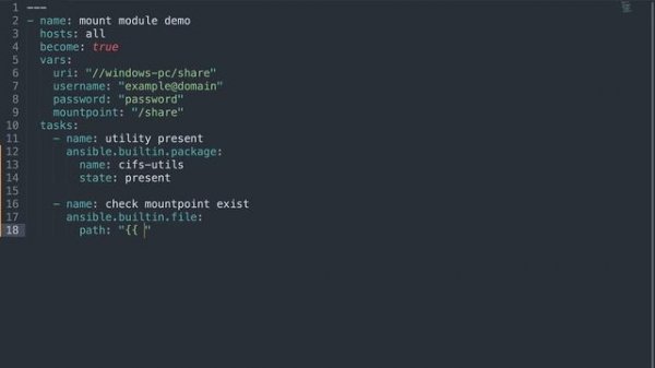 Mount a Windows share in Linux SMB/CIFS - Ansible module mount