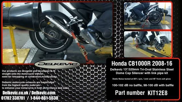Delkevic Tri-Oval Stainless Steel 13"/320mm Silencer on a Honda CB1000R 2008-16 смотреть онлайн