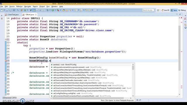 44.BoneCP Connection Pooling Example смотреть онлайн