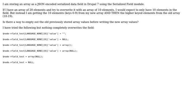 Drupal: How do I completely overwrite an array in JSON serialized data field? смотреть онлайн