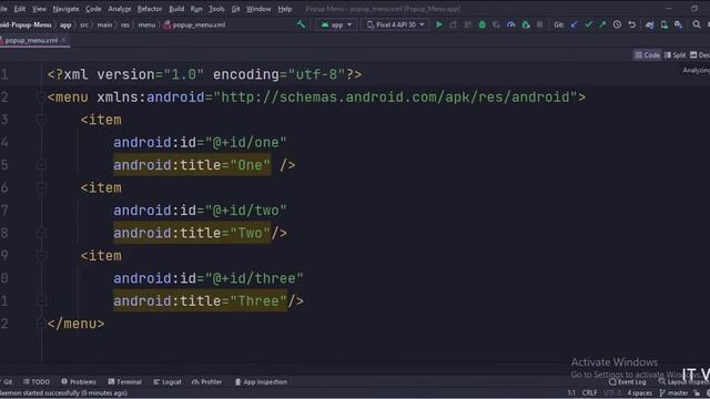 ANDROID - POPUP MENU TUTORIAL IN JAVA смотреть онлайн