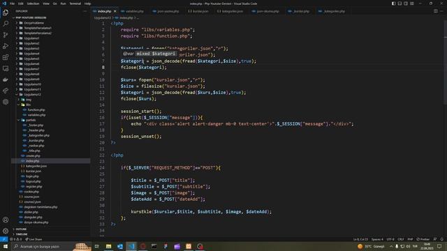PHP JSON UYGULAMA ÖRNEĞİ YAPIYORUZ 2023!! PHP DERSLERİ 2023!!! PHP8 смотреть онлайн