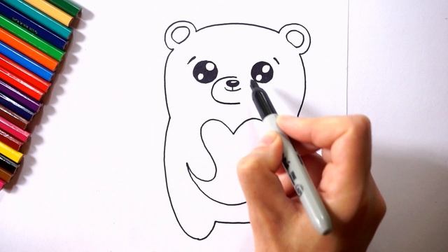How to draw a bear. Drawing for children. Как нарисовать медведя. Рисунок для детей. смотреть онлайн