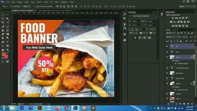 Adobe Photoshop CC Food Banner Design Tutorial | Web Full Stacks смотреть онлайн