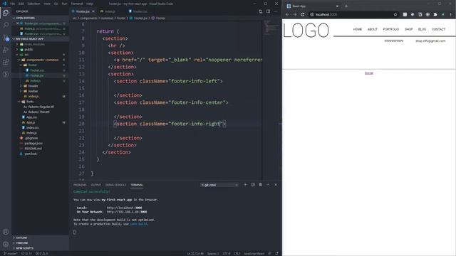 React Footer Component | Website Tutorial смотреть онлайн