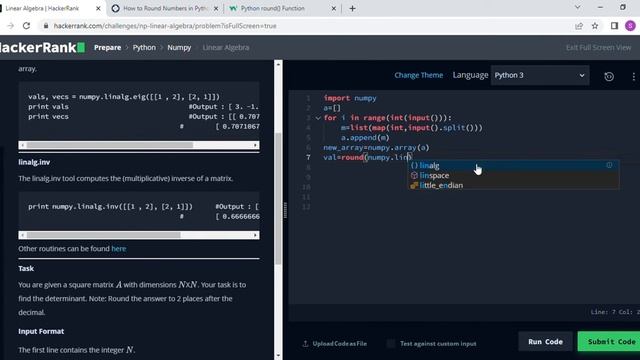 Linear Algebra || HackerRank Solution || Numpy смотреть онлайн